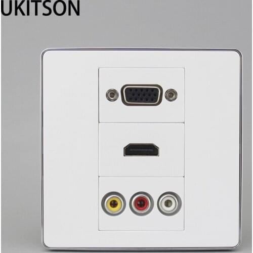 Quality Silver Border Outlet HDMI2.0 VGA Audio Video RCA Wall Panel Directly Plug