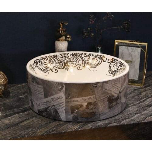 Bathroom ceramic counter top sink round wash basin popular in europe art basin lavabo counter top art basin