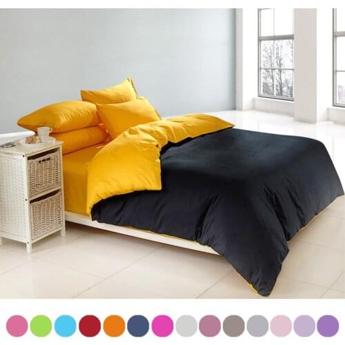 Cotton 600TC 4 piece Bedding set,28 Solid color duvet cover set bed sheets,High-grade Bed set,black orange bedclothes#HM4532