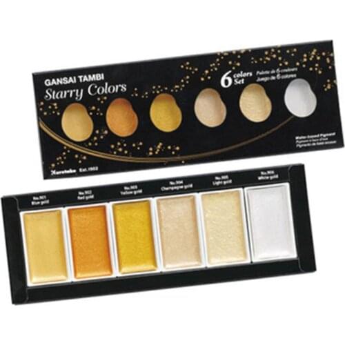 Kuretake GANSAI TAMBI Starry/Pearl/Gem Colors Solid Paints Metallic Gold Watercolor Pigment For Drawing Art Supplies