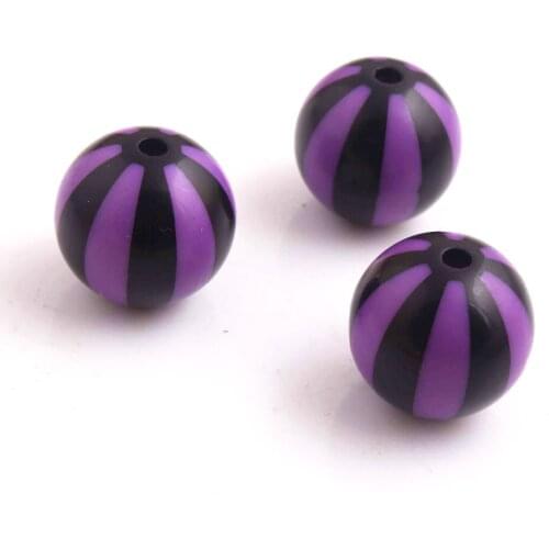 Kwoi vita black/purple Color 20mm 100pcs A lot Round Acrylic Watermelon Beads for Chunky Beads Necklace Jewelry