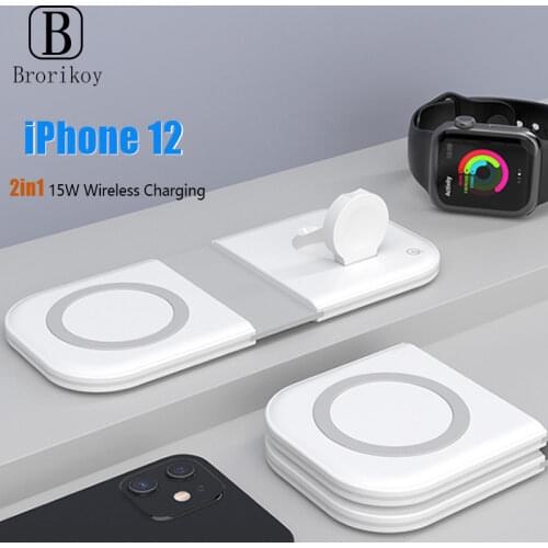 2in1 15W Magnetic Wireless Charger For iPhone 12/Pro/Mni/Pro Max Wireless Fast Charging for Airpods Watch 6 5 4 3 Dropshipping