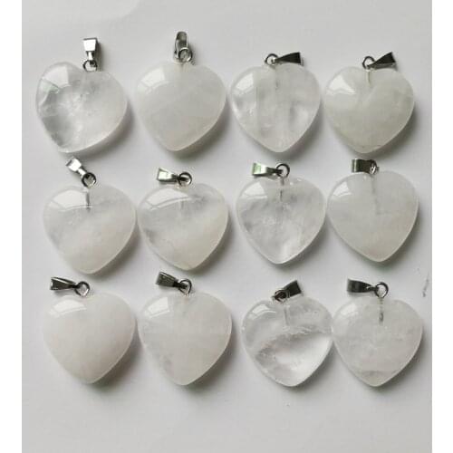 Fashion charm 20MM crystal love heart natural stone pendant for Jewelry making accessories 12pcs/lot free shipping wholesale