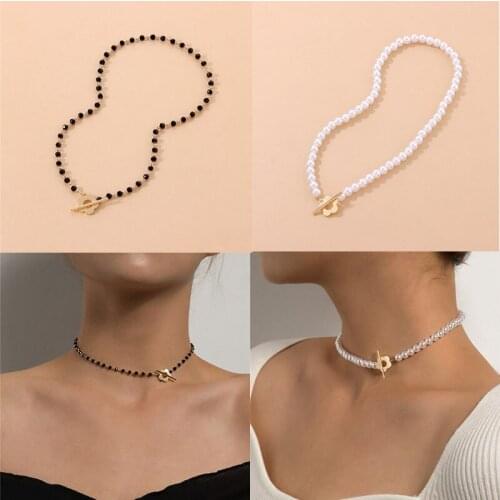 Fashion Necklace Bead Chain Jewelry Lariat Black Crystal Glass Black Crystal Luxury
