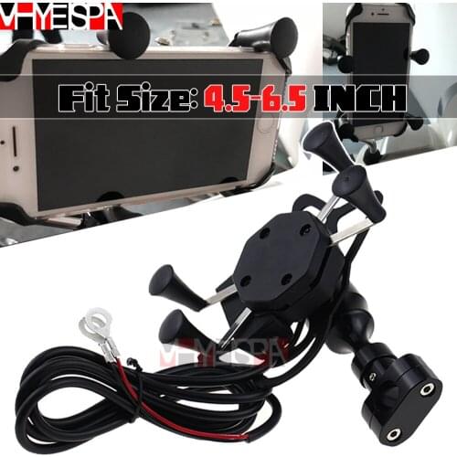 Motorcycle Motorbike Handlebar Holder Mount Stand GPS W/ USB Charger Electric Car Lazy Mobile Phone holder