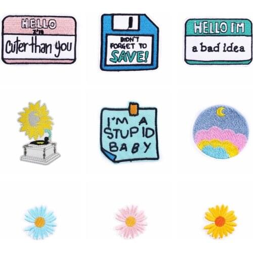 Cartoon Patch Iron On Patches For Clothes Flower Embroidered Patches For Clothing Letter Patch Sticker On Clothes Applique DIY