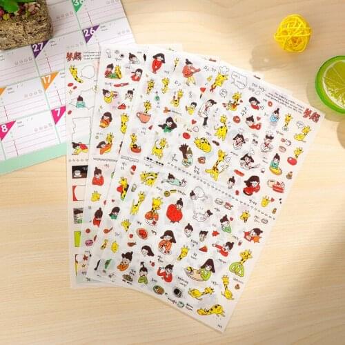 1set BZNVN South Korea stationery cute girl giraffe mobile phone decoration small stickers diary album DIY cartoon stickers