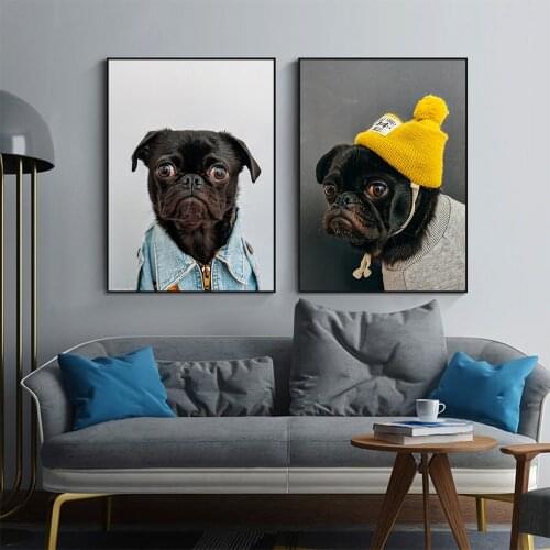 Animal Pet Dog Print Wall Office Decoration Painting Canvas Art Funny Wall Prints Picture for Living Room Home Decor No Frame