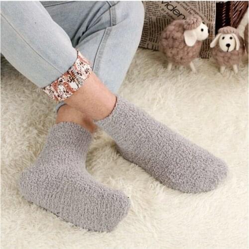 YSDNCHI Winter Thick Warm Floor Socks Winter Thermal Fleece Socks Female Short Wool Unisex Women Men Solid Cashmere Socks 1 Pair