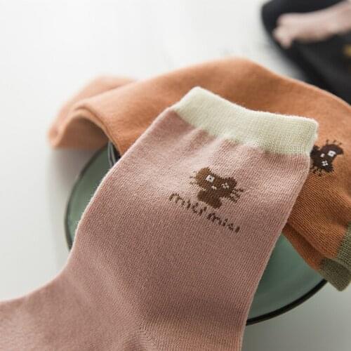 5 Pair Women Socks Cotton Cat Pink White Black Funny Cute Cool Sport Socks Women Warm Socks Cartoon Cat for Girls