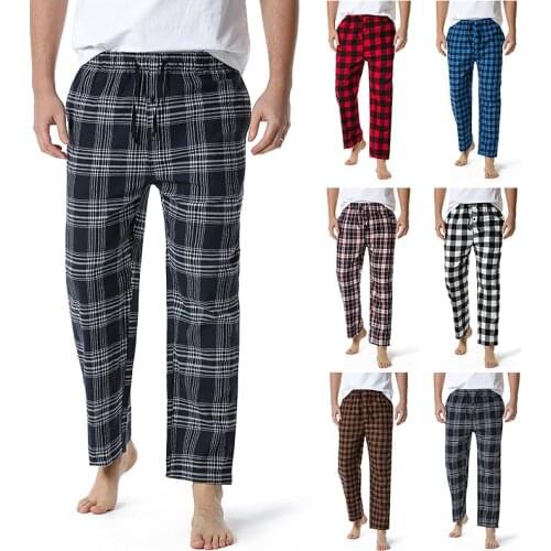 2021 New Mens Cotton Super Soft Flannel Plaid Pajama Yoga Casual Pants Trousers Streetwear Men
