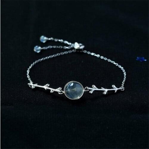 New Temperament Moonlight Forest Branch 925 Sterling Silver Jewelry Personality Gray Crystal Exquisite Bracelets SB224