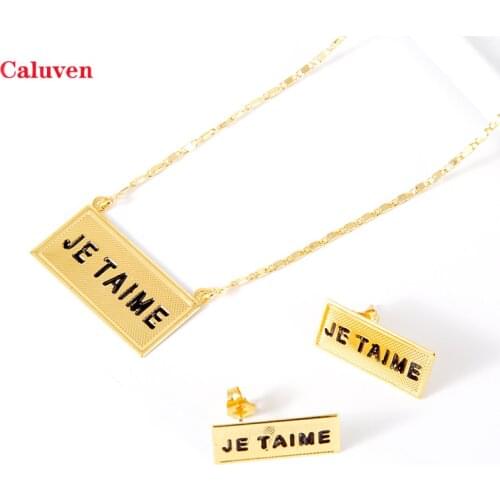Name Necklace Franch Jewelry sets for Women Gold Color square Jewelry love Earrings Sets Arab/Africa Jewelry Bridal Jewelry