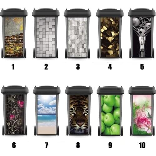 Custom Popular Wholesales Renew Rubbish Bin Sticker Wall Stickers Kitchen Decor Wallpaper Brick Tiger Zip Flower Creative Gift