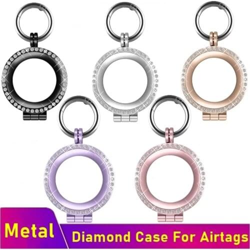 For Apple Airtags Luxurious Metal Diamond Protective Sleeve Case for Apple Locator Tracker Anti-lost Device Keychain Smart Acces