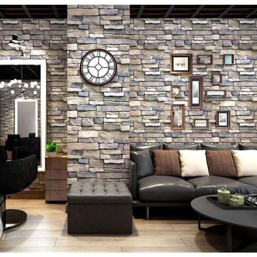 0.45*6m Wallpaper Self-adhesive Brick Pattern Waterproof Retro Background Wall Imitation Brick Wall Sticker Art Wall Decals 2021