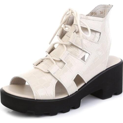 2021 New Classic Genuine Leather Fish Mouth Sandals Women Roman Sandals Non-slip High Heel Sandals Women Shoes Trendy Sandals