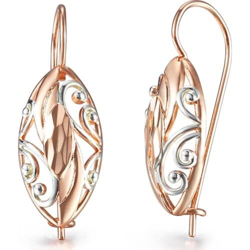New Fashion 585 Rose Gold White Color Oval Earrings for Women Girls Dangle Earrings Wedding Patry Jewelry HGE275