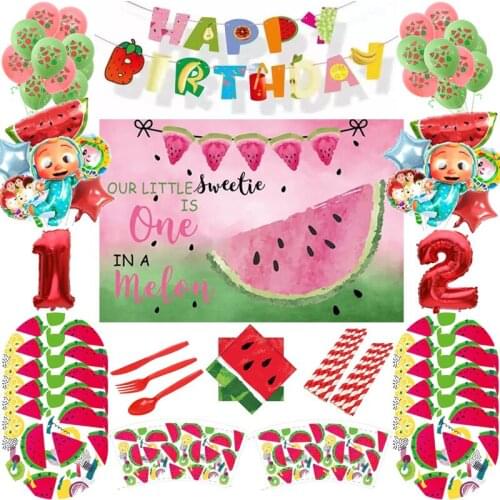 Watermelon Party Supplies Cup Plates Napkins Disposable Tableware Kids Favor Baby Shower Birthday Party Decorations Balloons Set