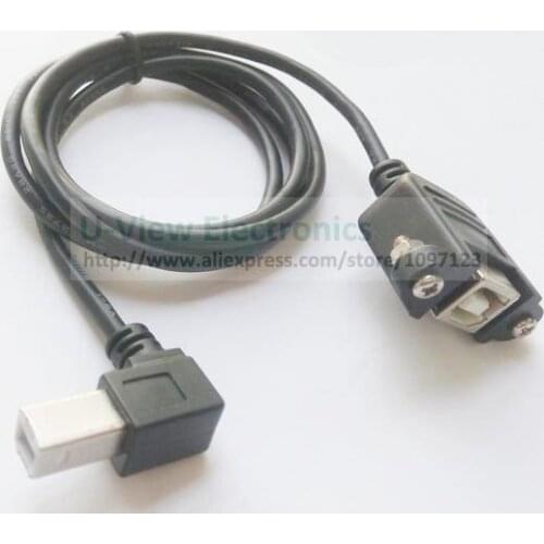 90 Degree Angled USB B Male to Female Extension Cable W/Screw For Panel Mount About 1M/Free Shipping/1PCS