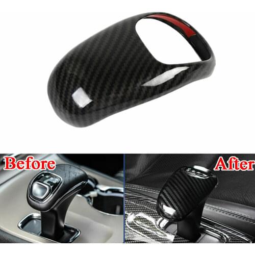 Carbon Fiber Car Gear Lever Shift Knob Cover Trim For Jeep Grand Cherokee 2014-2015