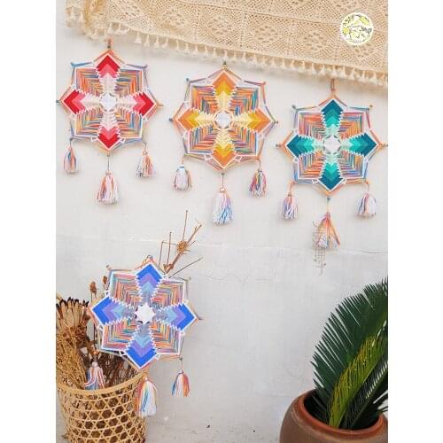 Winding Hand-woven Diy Wool Fiber Wall Decor Design Creative Flowers Wall Hanging Finished Product Room Decoration Accessories