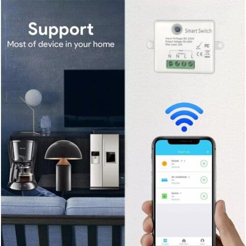 16A Tuya Smart Light Switch Module Smart Home Automation DIY Breaker Supports Control Work With Alexa Google Home Switch Breaker
