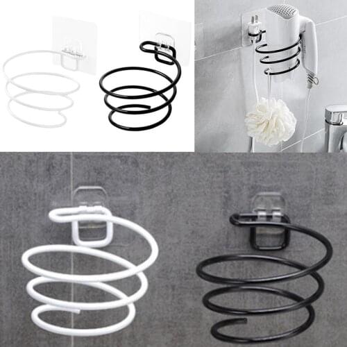 Iron Bathroom Hair Dryer Rack Wall-mounted Wall Shelf Storage Hairdryer Self-adhesive Support Holder Spiral Stand Dropshipping