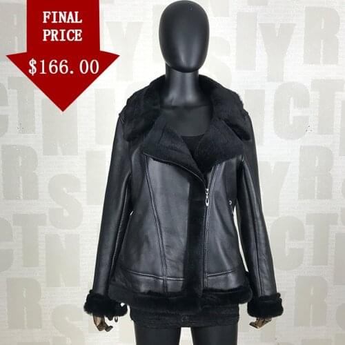 Women Genuine Lambskin Leather Jacket Coat Fashion Slim Fit Warm Casual Short Turn Down Overcoat