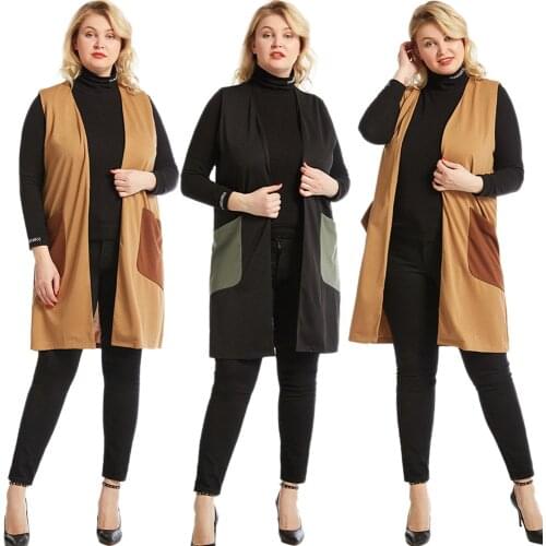 Spring Autumn Women Vest Waistcoat Long Sleeveless Oversize Jacket Coat Kimono Female Outwear Open Cardigan Casual Clothing 5XL