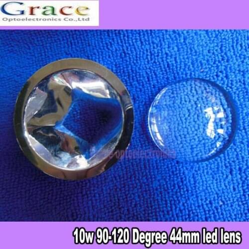 10pcs 90-120Degree 44mm Convex Optical Glass Led Lens +Led Lens Reflector ,High power 10w LED