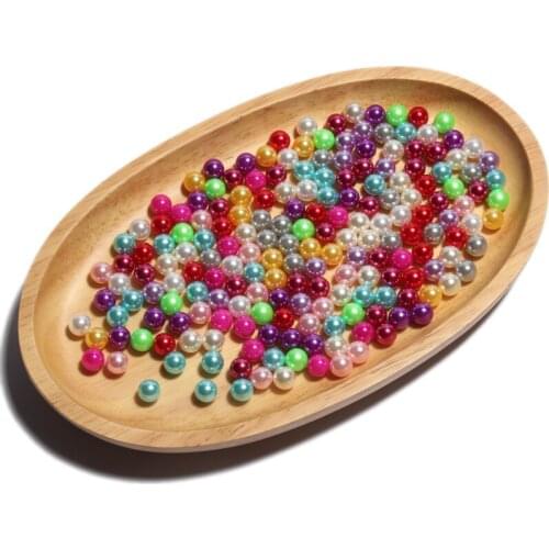 100PCS 8mm Super Shiny Quality NO HOLE DIY Imitation Garment Beads Round ABS loose Pearl Beads for Fashion Women Clothing Making