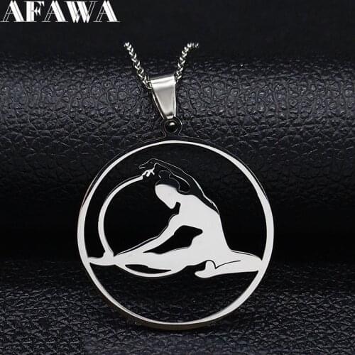 2021 Fashion Gymnast Stainless Steel Chain Necklace for Women Silver Color Necklaces & Pendants Jewelry Gift gargantilla N1006