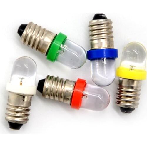 5pcs/lot Low Power Consumption E10 LED Screw Base Indicator Bulb Cold White 6V/12V/24V DC Light Bulb Top Quality