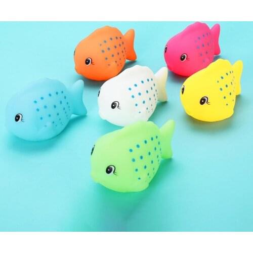 6Pcs Cartoon Chubby Fish Squeeze Sound Bathroom Water Play Game Baby Bath Toy Squeaky Bathing Toy For Baby Bath Toys