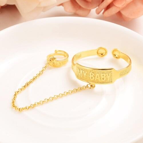 Bangrui New Arrival BABY Bangles & Bracelets For Kids . Gold Color MY Girl my baby For Kid boy Baby Lovely Jewelry With Ring