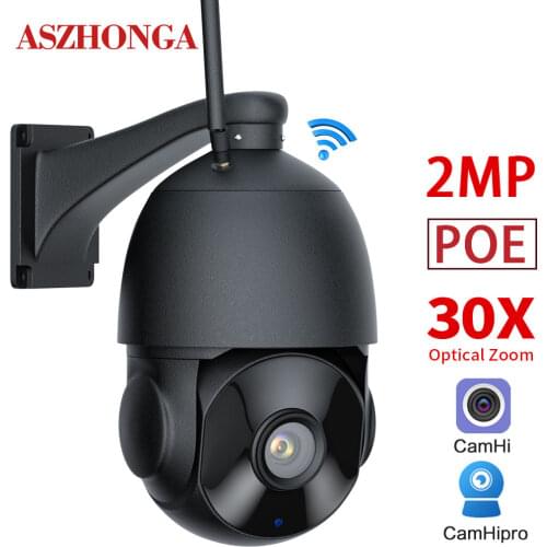 WIFI 1080P 2MP POE Security IP Camera Wireless HD 30X Optical Zoom PTZ Outdoor CCTV Surveillance Cam 360 Degree CamHi APP