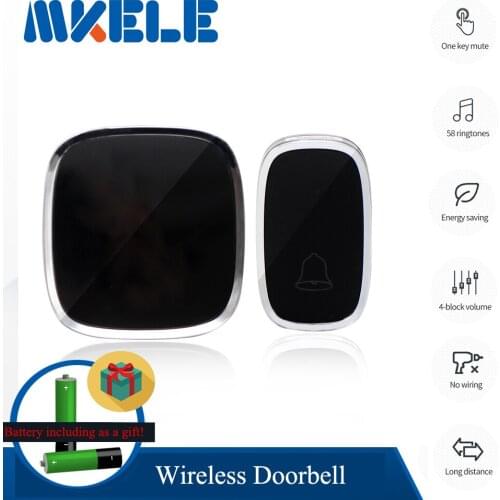 EU Plug Wireless Remote Control LED Light AC Digital Music Doorbell Chime with Battery for Home/Office Easy Installation MKA101
