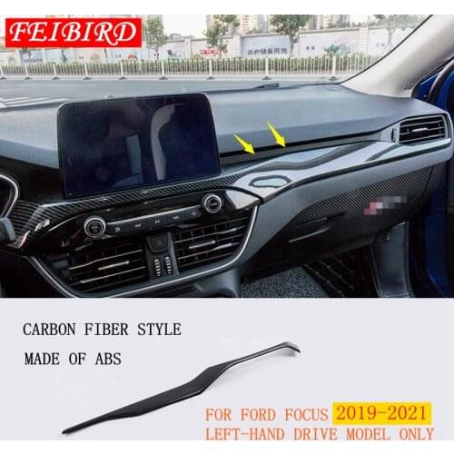 ABS / STAINLESS STEEL Interior Dashboard Central Control Console Panel Strip Lid Cover Trim For Ford Focus 2019 Left-Hand Drive