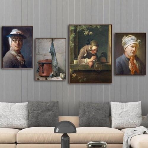 Home Decoration Print Canvas Art Wall Pictures Oil Unframed Drawings Poster Paitings French Chardin Self-portrait