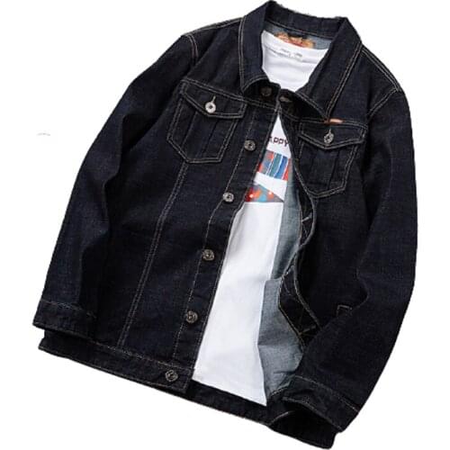 Zoenova Jean Jacket Men Denim Jackets Men Jacket Cotton Casual Solid Coat Black Denim Jacket Mens Fashion Streetwear 3 Colors