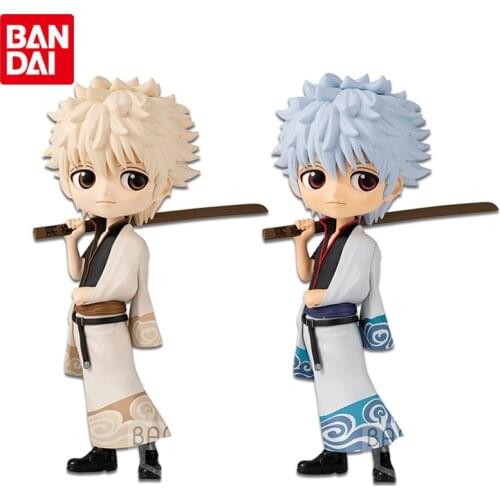 Bandai Genuine Q Posket Sakata Gintoki Q Version Anime Action Figures Collectible Model Ornaments Toys for Girls Boys Kids