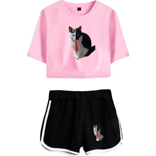 Kawaii Ranboo Dreamwastaken Merch Print Summer Women/Girl Sets Sexy Short Tops+shorts Elastic Waist Suits Two Piece Sets Anime