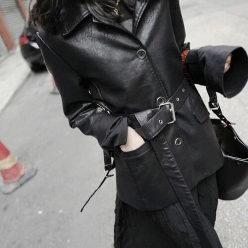 Autumn Winter Long Faux Leather Jacket Women Plus Size Soft Leather Coat With Belt Sheepskin Coat Women Artificial Outerwear 4XL