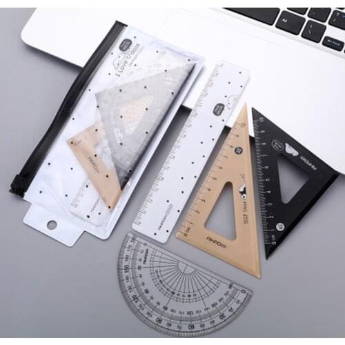 Papa Bear Set Ruler Kawaii Stationery Rulers Set Ruler 4 Piece Set Transparent Set Ruler Student Art Exam Straight Rulers New