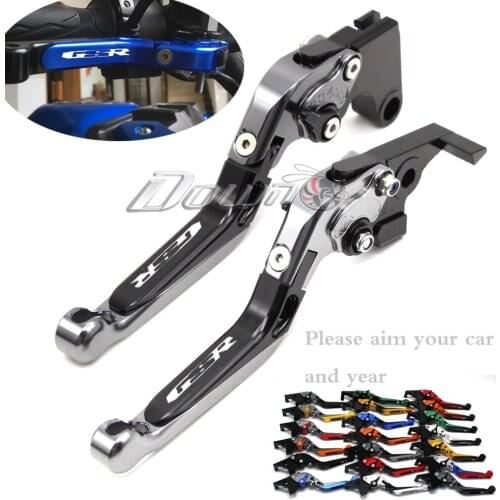 Logo(GSR) Red+Titanium CNC Adjustable Folding Motorcycle Brake Clutch Levers For Suzuki GSR600 2006 2007 2008 2009 2010 2011