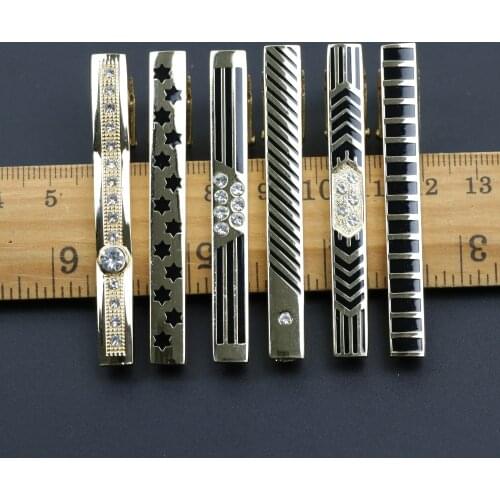 Fashion Clasp Wedding Gift Style Tie Clamp Pin Necktie Simple Clip Golden Jewel Men Metal Tie Clips No.1-18