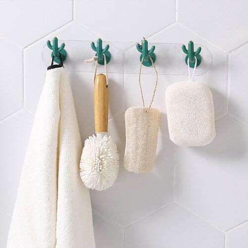 Cactus Wall Hook Kitchen Non-marking Punch-free Key Holder Seamless Sticking Hooks Door Wall Stickers Clothing Hanger Hat Racks