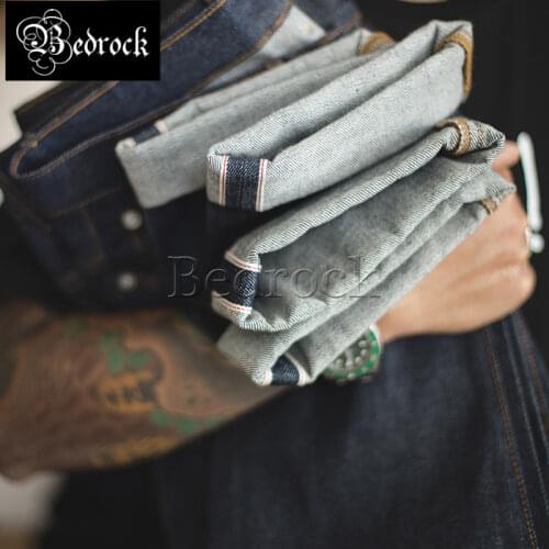 Retro pants Red Line Denim original cow heavy primary color casual jeans loose straight trousers men