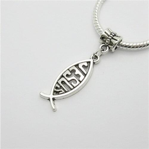 New 20pcs Fish Charm Big Hole Bead European Pendant Fit For Pandora Style Bracelets Necklace DIY Metal Jewelry Making 3